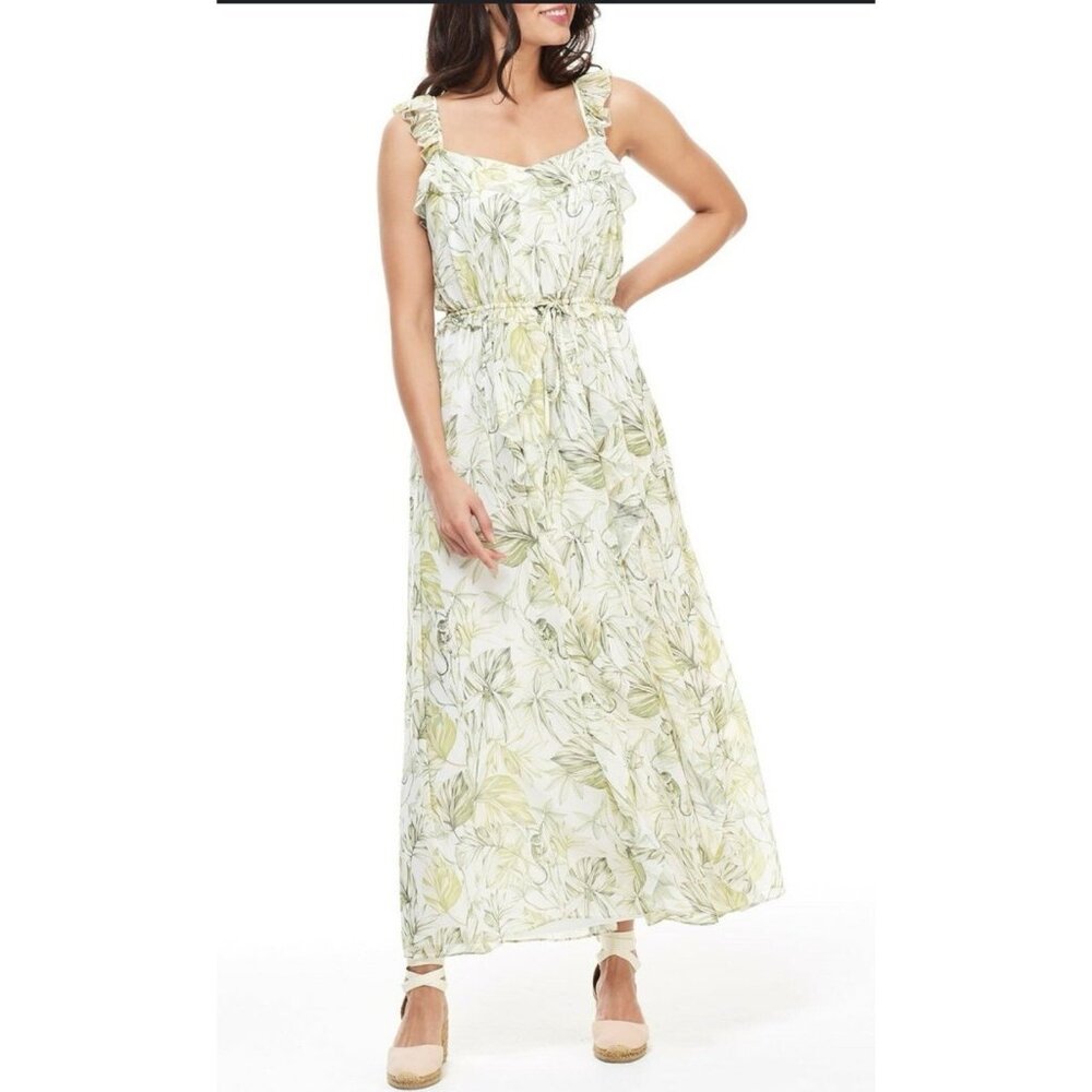 Anthropologie Gal Meets Glam Dress 6 NWT Green Cream Maxi Flowy NWT $198